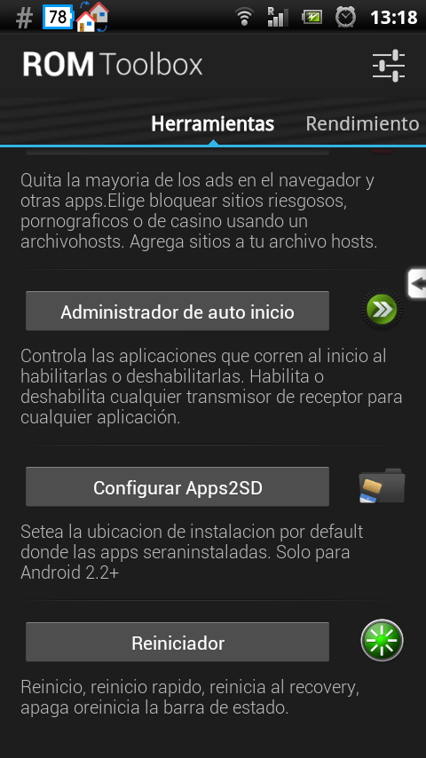 Herramientas -> Configurar Apps2SD